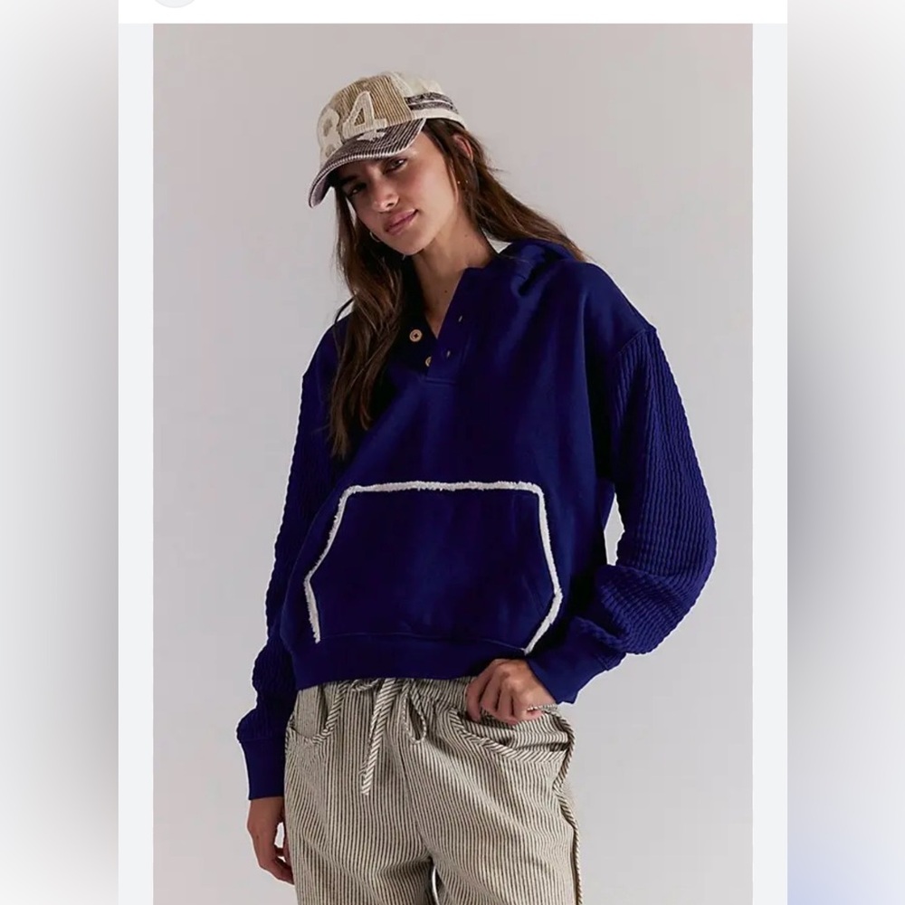 Free People Cozy Time Hoodie Oceana NWT Size XS oversized